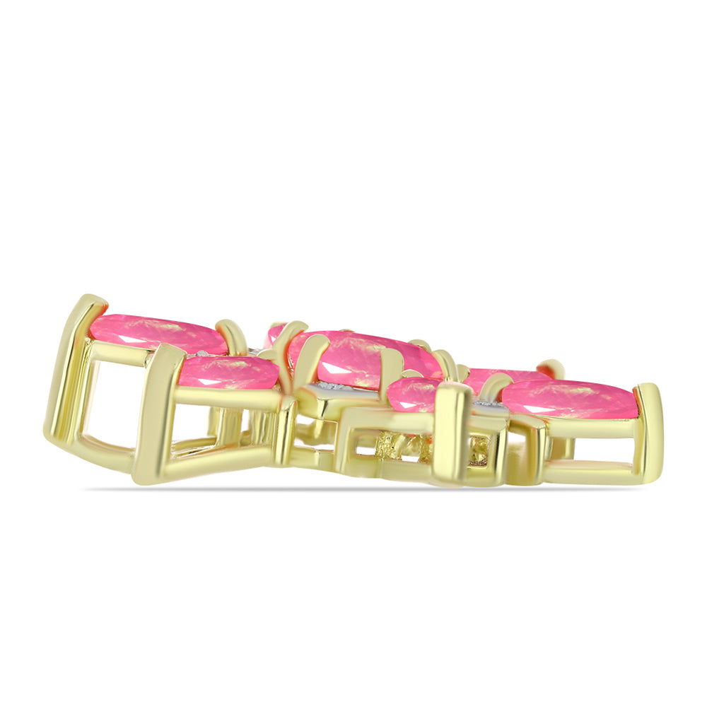 Pandantiv din Argint 925 Placat cu Aur ( 2.77 grame ) cu Opal Etiopian Roz Lega Dembi și Topaz Alb 1.4 Carate