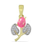 Pandantiv din Argint 925 Placat cu Aur ( 1.11 grame ) cu Opal Etiopian Roz Lega Dembi și Topaz Alb 0.54 Carate