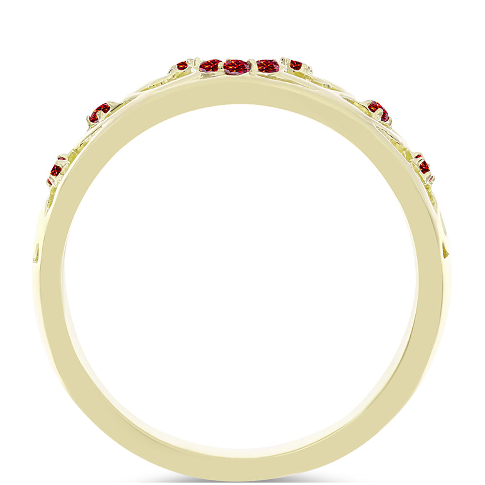 Inel din Argint 925 Placat cu Aur ( 3.01 grame ) cu Moissanite Roșu Majestic 0.08 Carate 2 