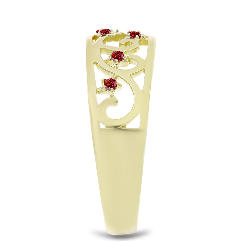 Inel din Argint 925 Placat cu Aur ( 3.01 grame ) cu Moissanite Roșu Majestic 0.08 Carate