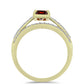 Set din Argint 925 Placat cu Aur ( 3.1 grame ) cu Moissanite Roșu Majestic și Topaz Alb 1.35 Carate ( Inel )