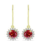 Cercei din Argint 925 Placat cu Aur ( 2.23 grame ) cu Moissanite Roșu Majestic și Topaz Alb 1.79 Carate