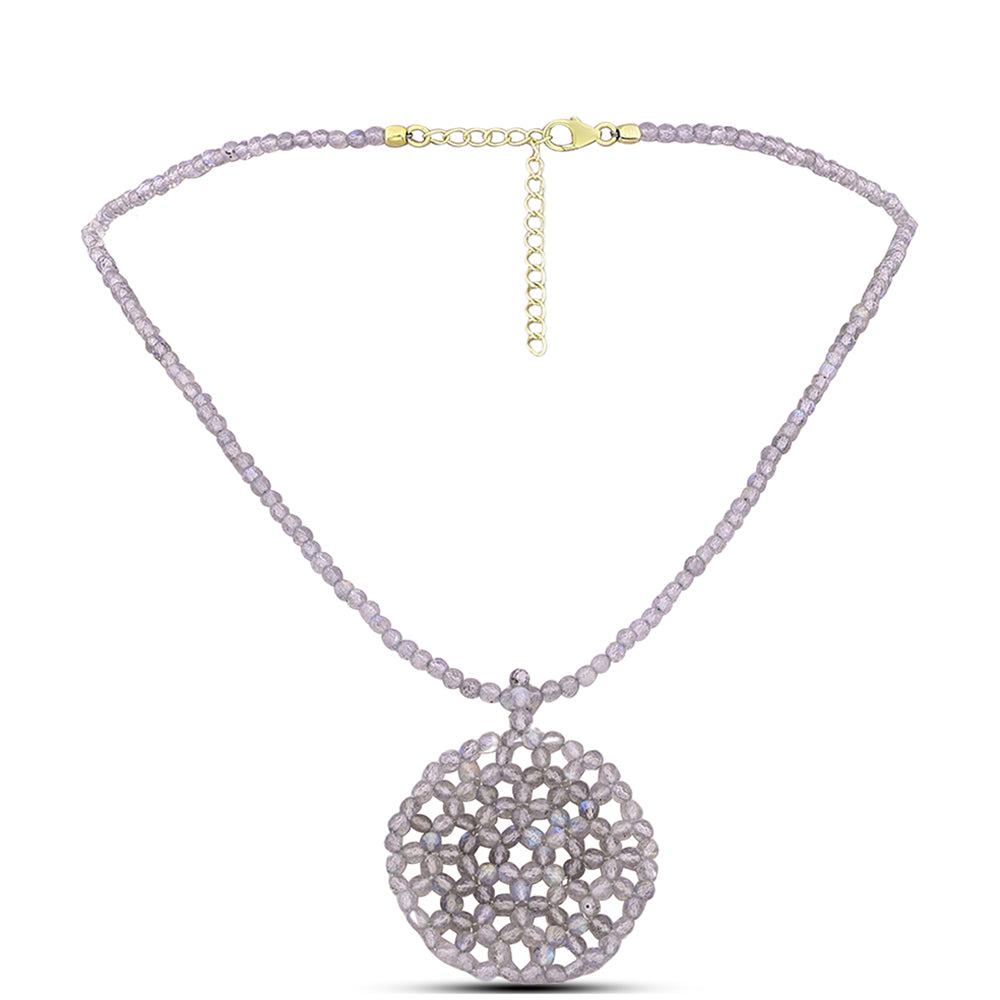 Colier din Argint 925 Placat cu Aur ( 0.89 grame ) cu Labradorit 45.57 Carate