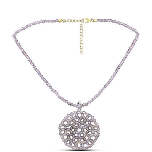 Colier din Argint 925 Placat cu Aur ( 0.89 grame ) cu Labradorit 45.57 Carate