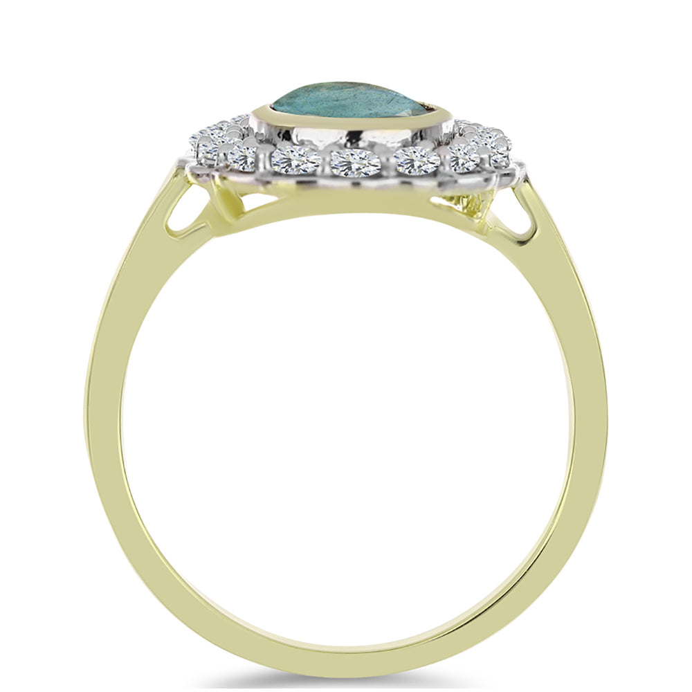 Inel din Argint 925 Placat cu Aur ( 3.19 grame ) cu Labradorit și Topaz Alb 1.89 Carate