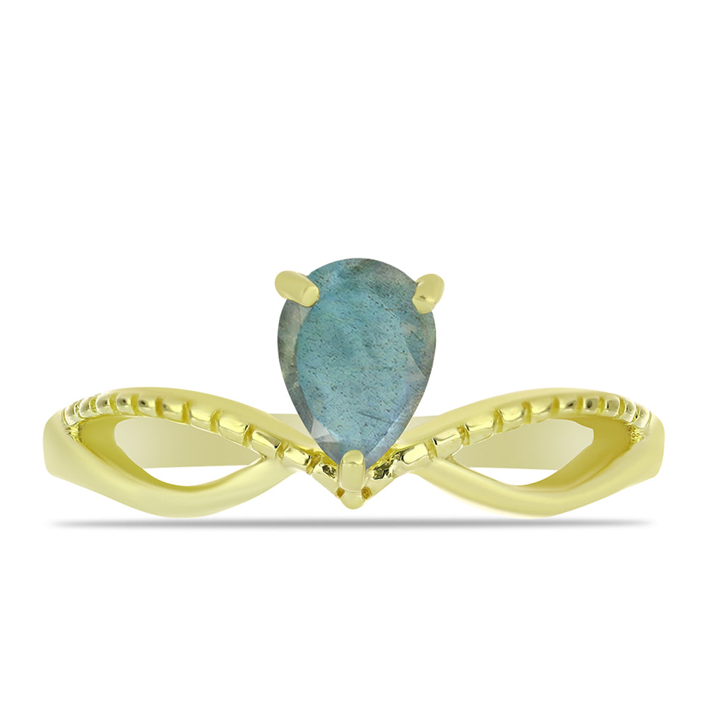 Inel din Argint 925 Placat cu Aur ( 2.39 grame ) cu Labradorit 0.62 Carate 1 