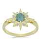 Inel din Argint 925 Placat cu Aur ( 3.61 grame ) cu Labradorit și Topaz Alb 0.97 Carate