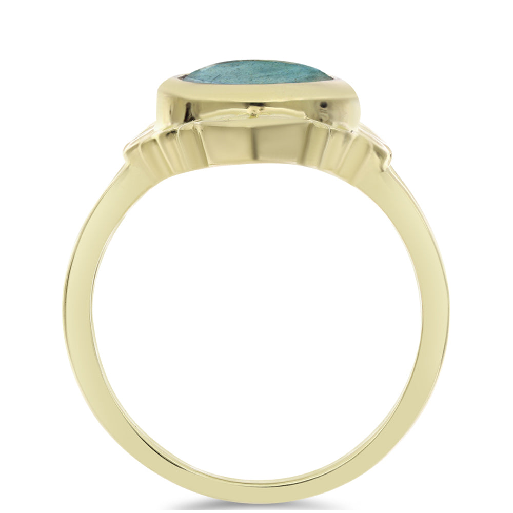Inel din Argint 925 Placat cu Aur ( 3.17 grame ) cu Labradorit 2.55 Carate 2 