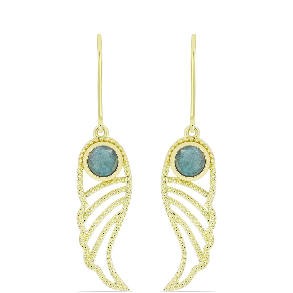 Cercei din Argint 925 Placat cu Aur ( 3.5 grame ) cu Labradorit 1.11 Carate