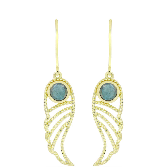 Cercei din Argint 925 Placat cu Aur ( 3.5 grame ) cu Labradorit 1.11 Carate