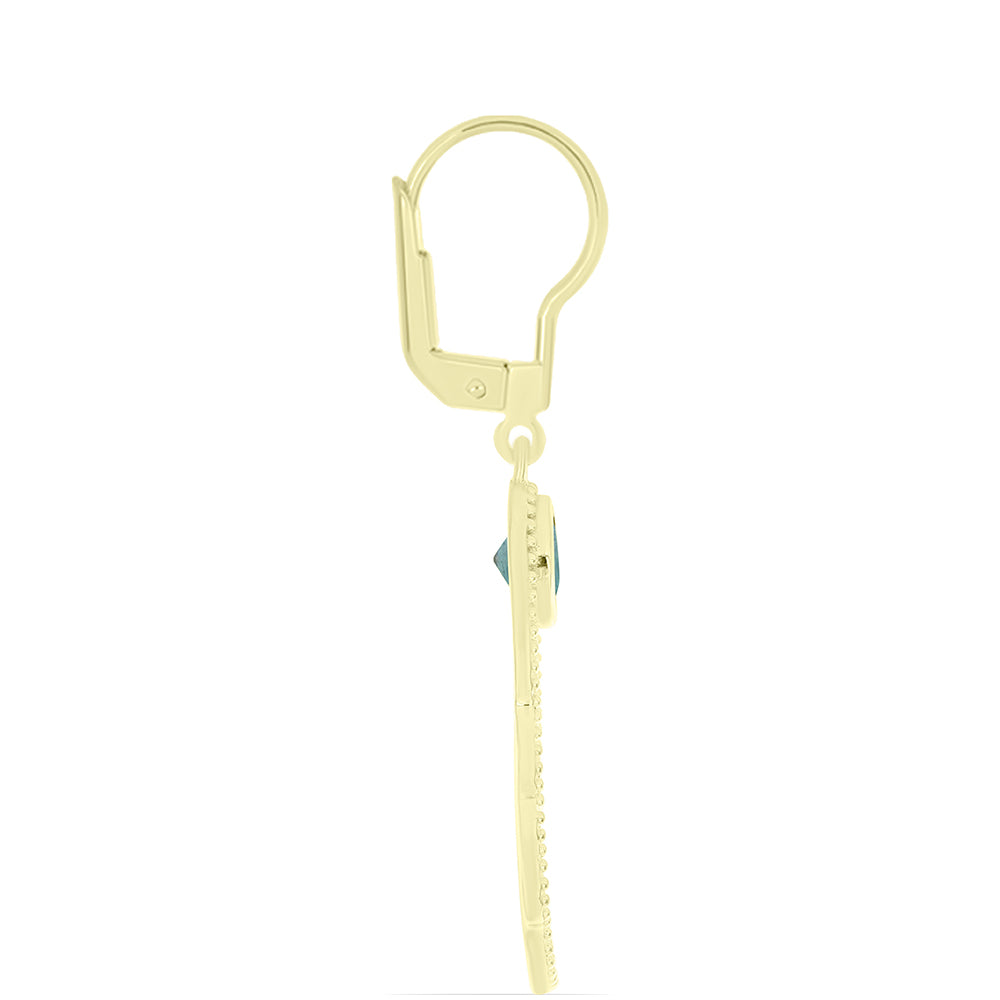 Cercei din Argint 925 Placat cu Aur ( 3.5 grame ) cu Labradorit 1.11 Carate 2 