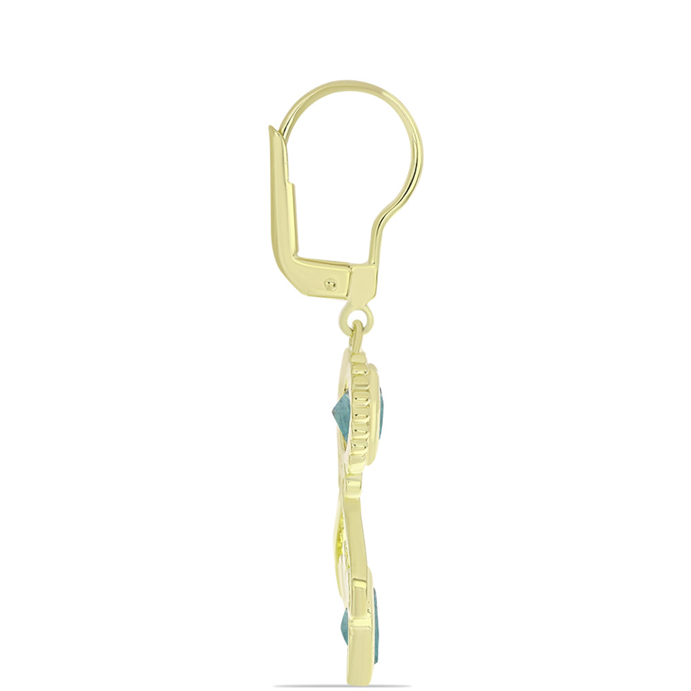 Cercei din Argint 925 Placat cu Aur ( 3.55 grame ) cu Labradorit 1.59 Carate