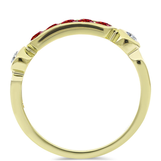 Inel din Argint 925 Placat cu Aur ( 2.19 grame ) cu Moissanite Roșu Majestic și Topaz Alb 0.46 Carate