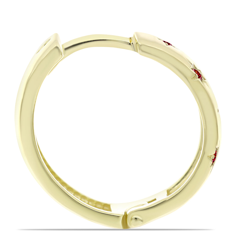 Cercei din Argint 925 Placat cu Aur ( 6.08 grame ) cu Moissanite Roșu Majestic 0.11 Carate 2 