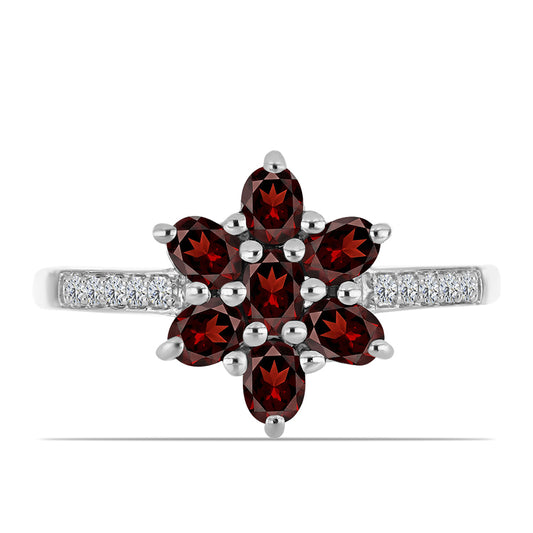 Inel din Argint 925 ( 2.59 grame ) cu Granat Barton și Topaz Alb 1.65 Carate