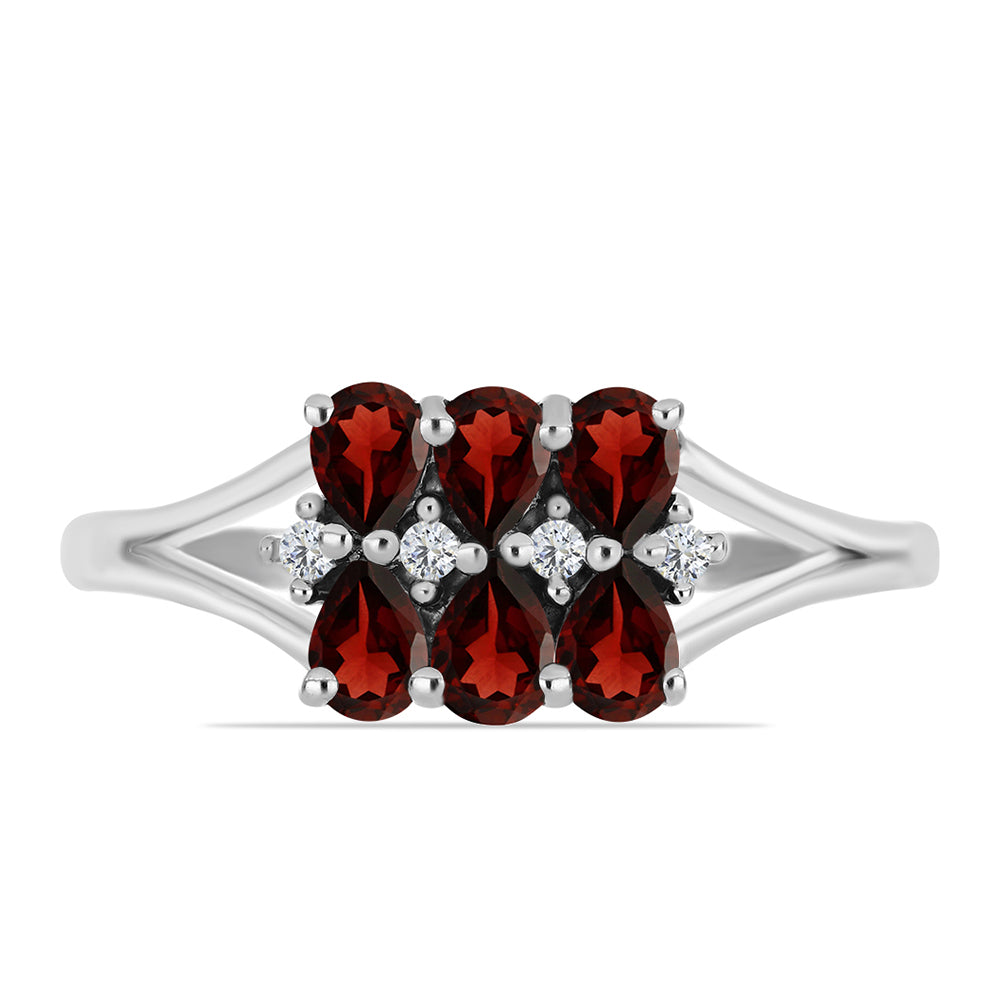 Inel din Argint 925 ( 2.43 grame ) cu Granat Barton și Topaz Alb 1.47 Carate 1 