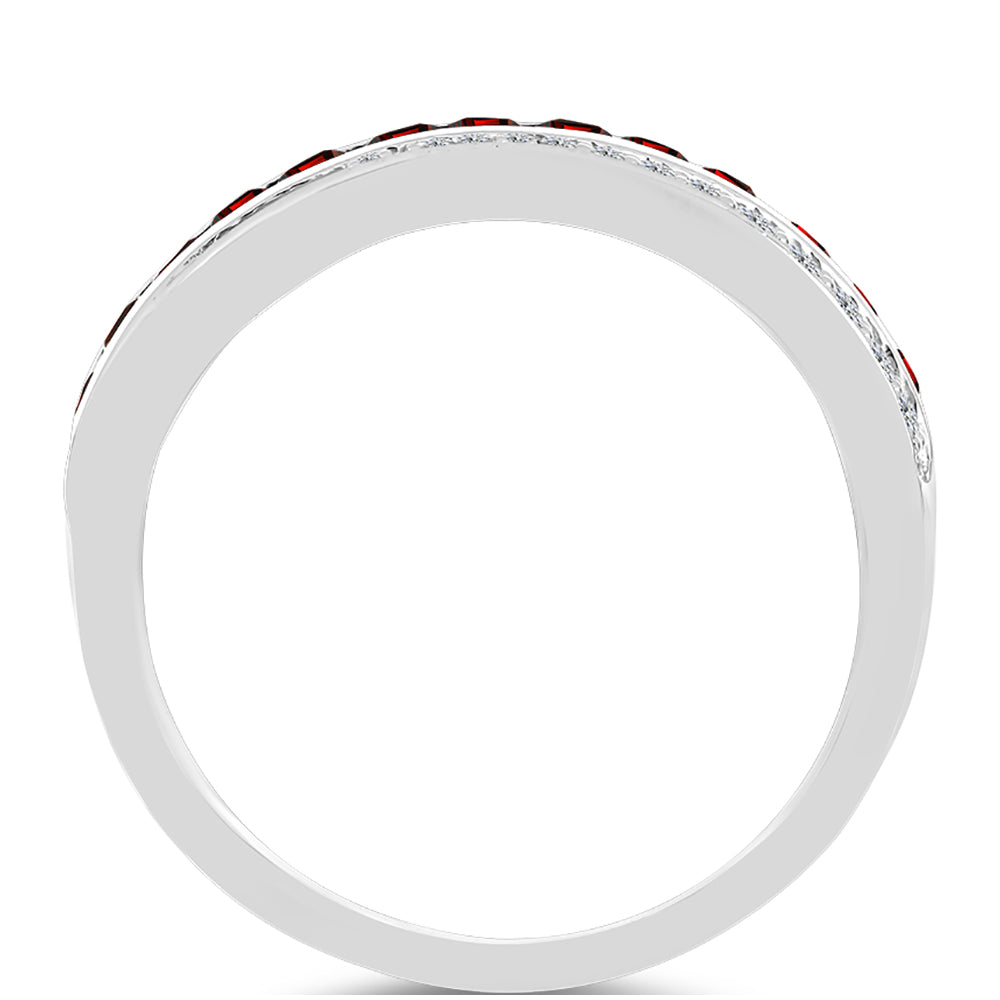 Inel din Argint 925 ( 3.56 grame ) cu Granat Barton și Topaz Alb 1.12 Carate 2 