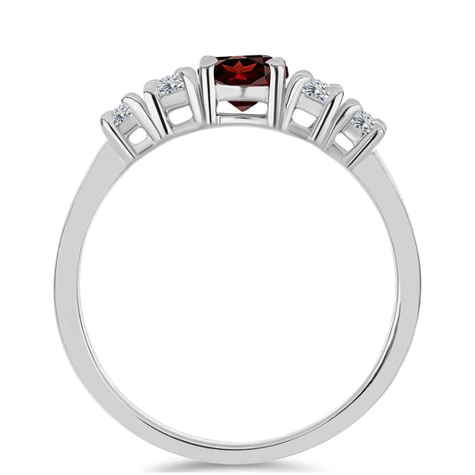 Inel din Argint 925 ( 2.12 grame ) cu Granat Barton și Topaz Alb 1.02 Carate