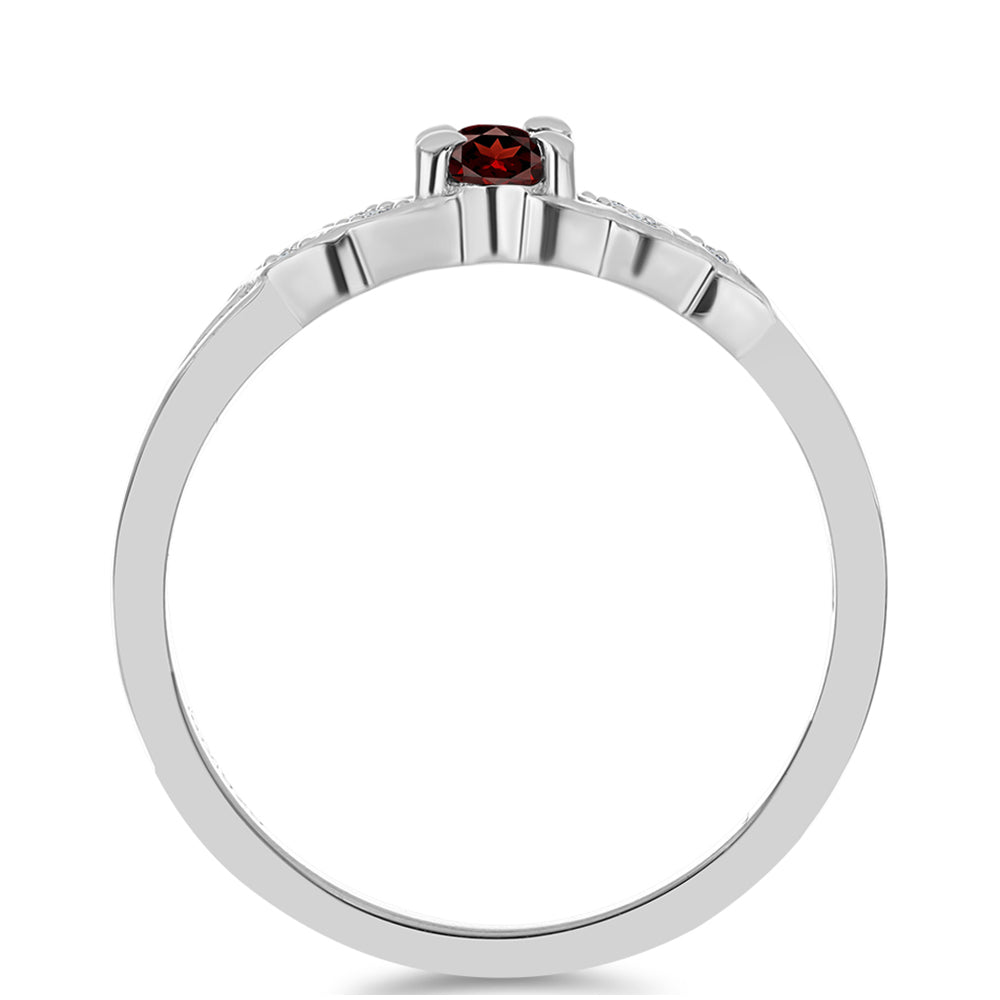 Inel din Argint 925 ( 2.21 grame ) cu Granat Barton și Topaz Alb 0.38 Carate