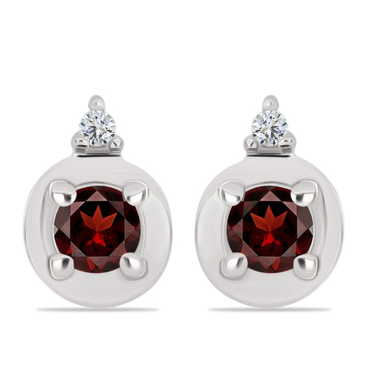 Cercei din Argint 925 ( 1.06 grame ) cu Granat Barton și Topaz Alb 0.28 Carate