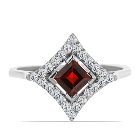Inel din Argint 925 ( 2.11 grame ) cu Granat Barton și Topaz Alb 1.2 Carate