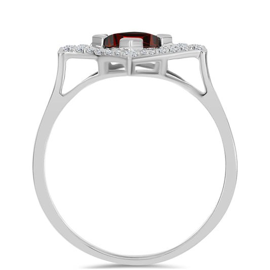 Inel din Argint 925 ( 2.11 grame ) cu Granat Barton și Topaz Alb 1.2 Carate