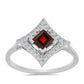 Inel din Argint 925 ( 2.11 grame ) cu Granat Barton și Topaz Alb 1.2 Carate