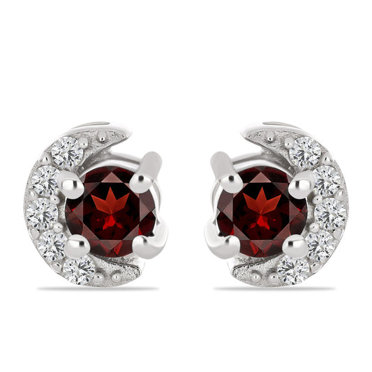 Cercei din Argint 925 ( 1.16 grame ) cu Granat Barton și Topaz Alb 0.54 Carate