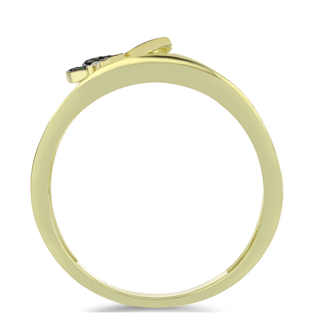 Inel din Argint 925 Placat cu Aur ( 4.47 grame ) cu Diamant Verde și Diamant Alb 0.08 Carate 2 