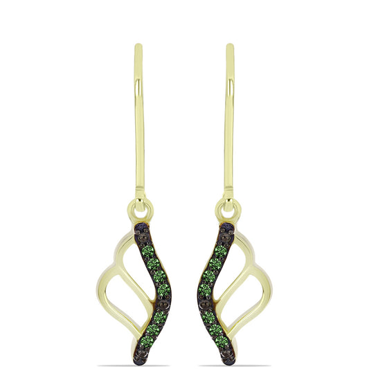 Cercei din Argint 925 Placat cu Aur ( 2.2 grame ) cu Diamant Verde 0.11 Carate