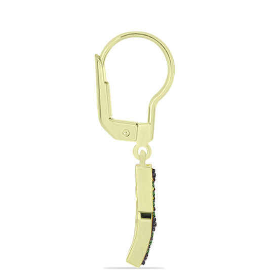 Cercei din Argint 925 Placat cu Aur ( 2.2 grame ) cu Diamant Verde 0.11 Carate