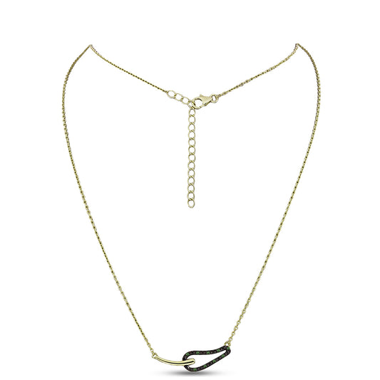 Colier din Argint 925 Placat cu Aur ( 3.74 grame ) cu Diamant Verde 0.06 Carate