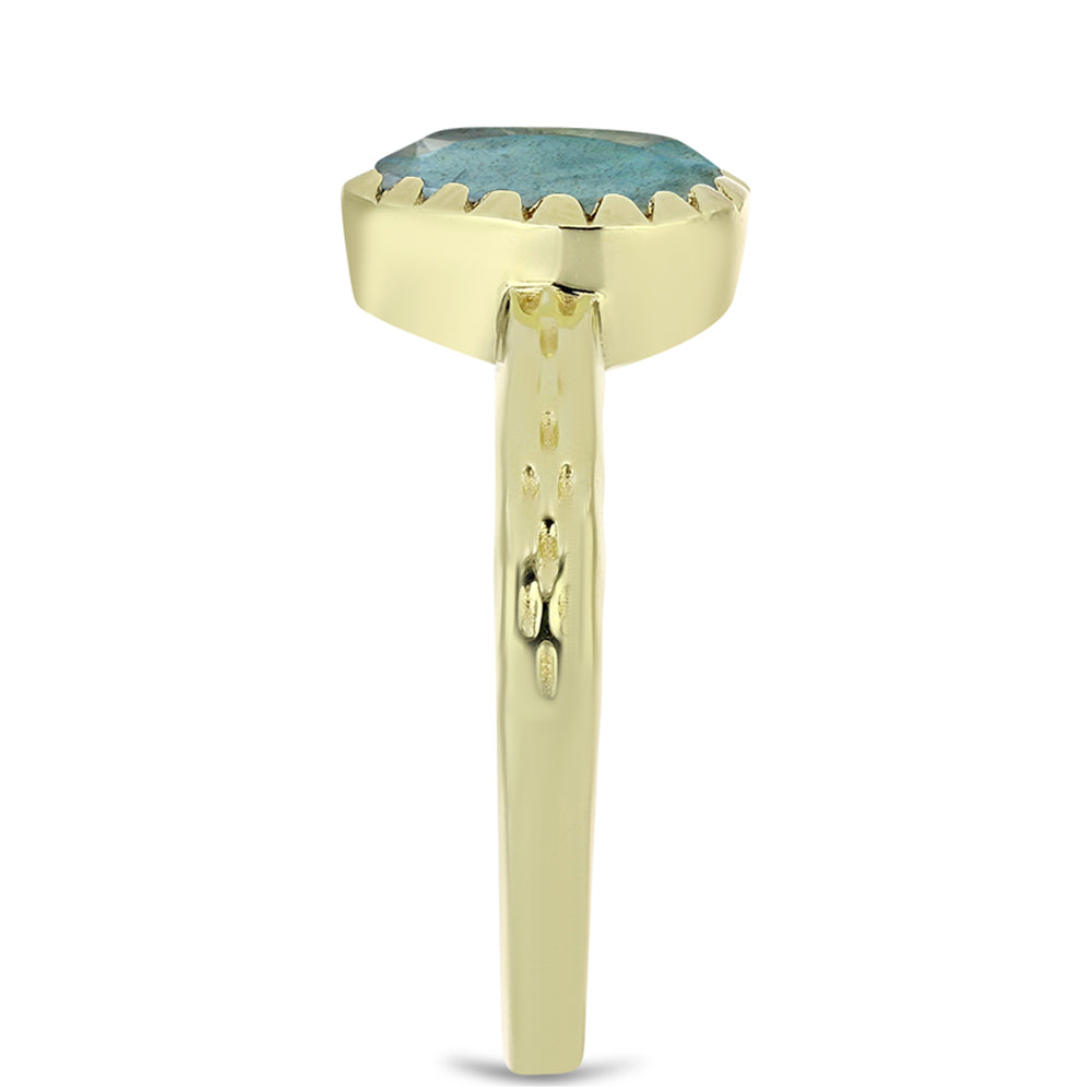 Inel din Argint 925 Placat cu Aur ( 2.47 grame ) cu Labradorit 1.12 Carate 4 