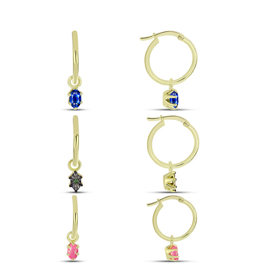 Set din Argint 925 Placat cu Aur ( 2.59 grame ) cu Safir Albastru Australian și Opal Lega Dembi Roz 1.05 Carate ( Cercei )