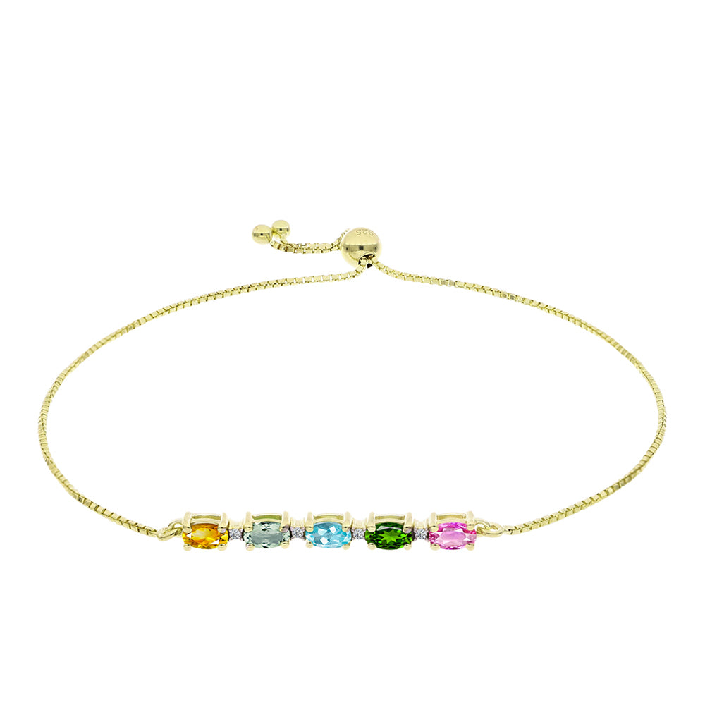 Brățară din Argint 925 Placat cu Aur ( 3.53 grame ) cu Turmalină Chakra și Topaz Alb 1.29 Carate 1 