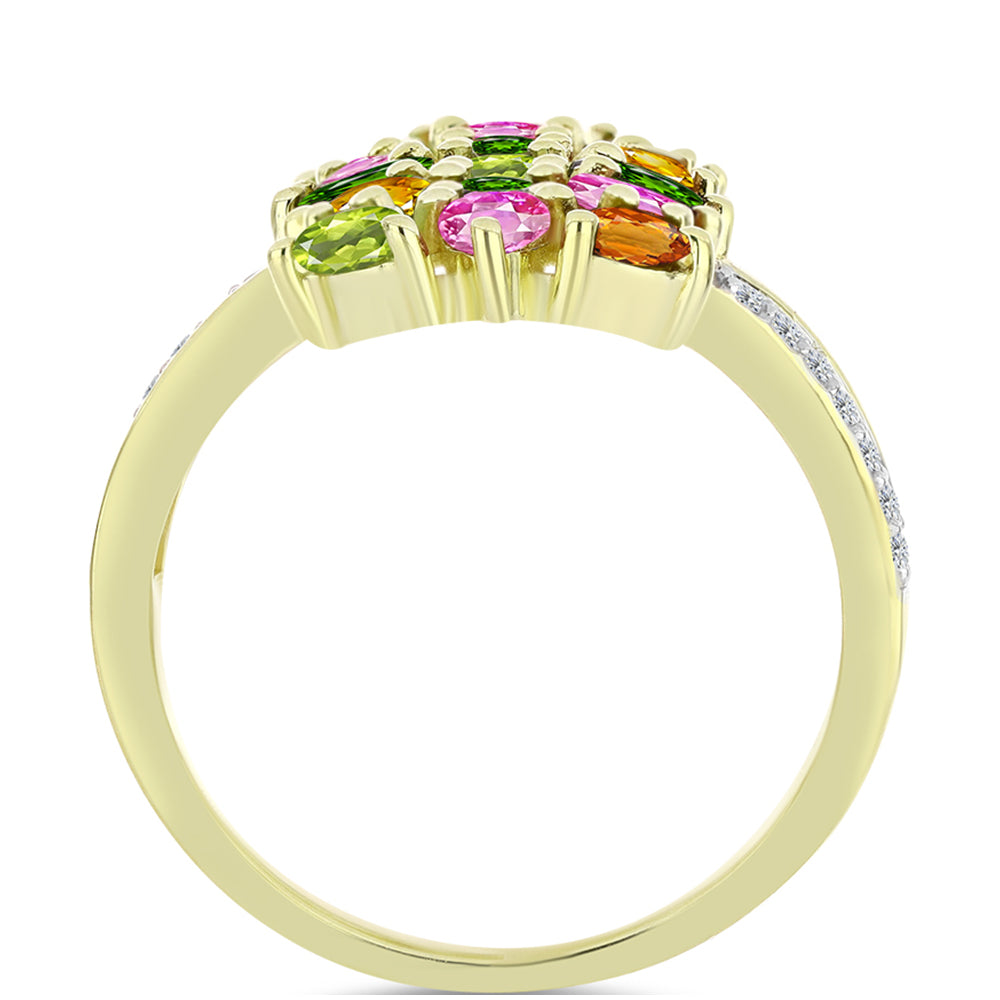 Inel din Argint 925 Placat cu Aur ( 4.19 grame ) cu Turmalină Chakra și Topaz Alb 2.66 Carate 2 