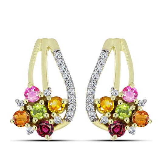 Cercei din Argint 925 Placat cu Aur ( 3.93 grame ) cu Turmalină Chakra și Topaz Alb 1.1 Carate