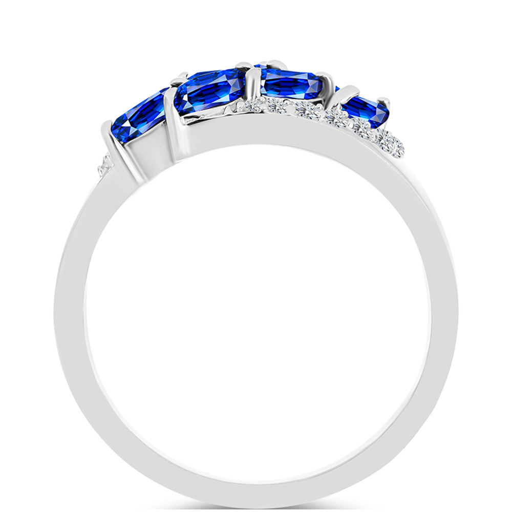 Inel din Argint 925 ( 3.63 grame ) cu Safir Albastru Australian și Topaz Alb 1.6 Carate