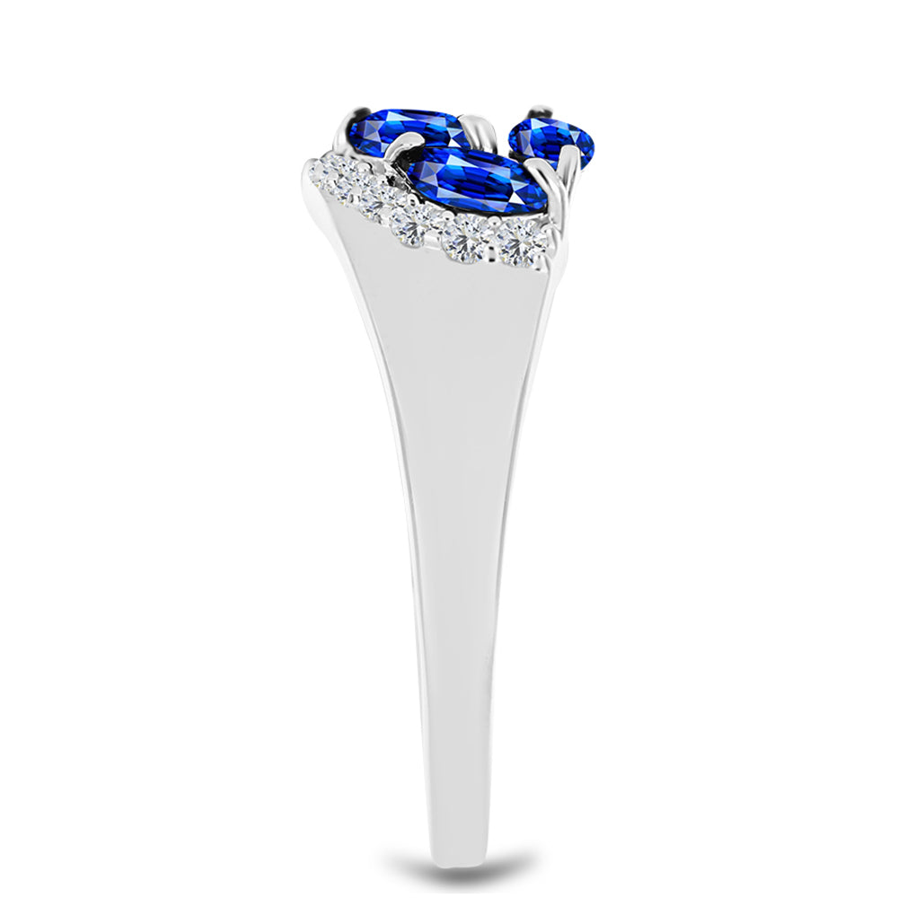 Inel din Argint 925 ( 3.63 grame ) cu Safir Albastru Australian și Topaz Alb 1.6 Carate 4 