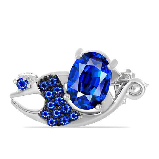 Broşă din Argint 925 ( 1.3 grame ) cu Safir Albastru Australian 1.16 Carate