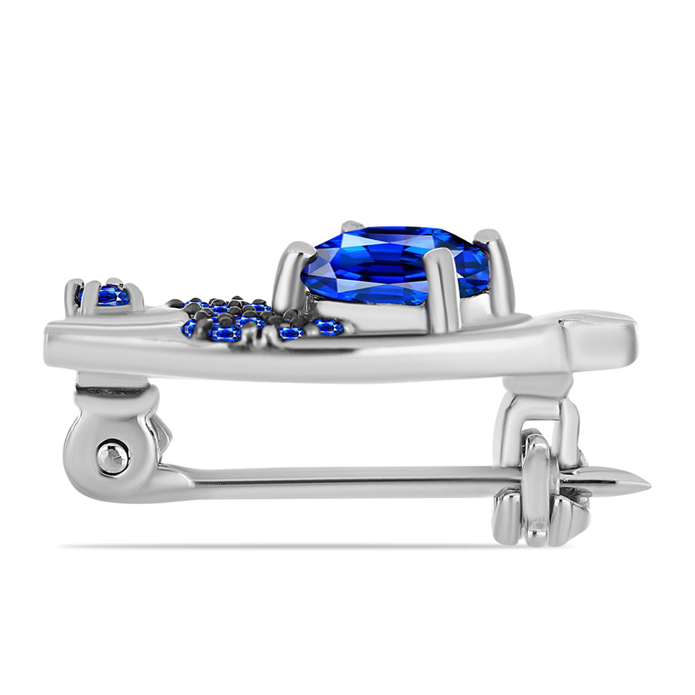 Broşă din Argint 925 ( 1.3 grame ) cu Safir Albastru Australian 1.16 Carate 2 