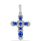Cruce Pandantiv din Argint 925 ( 1.87 grame ) cu Safir Albastru Australian și Topaz Alb 1.79 Carate