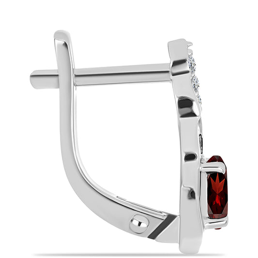 Cercei din Argint 925 ( 2.78 grame ) cu Granat Barton și Topaz Alb 1 Carate