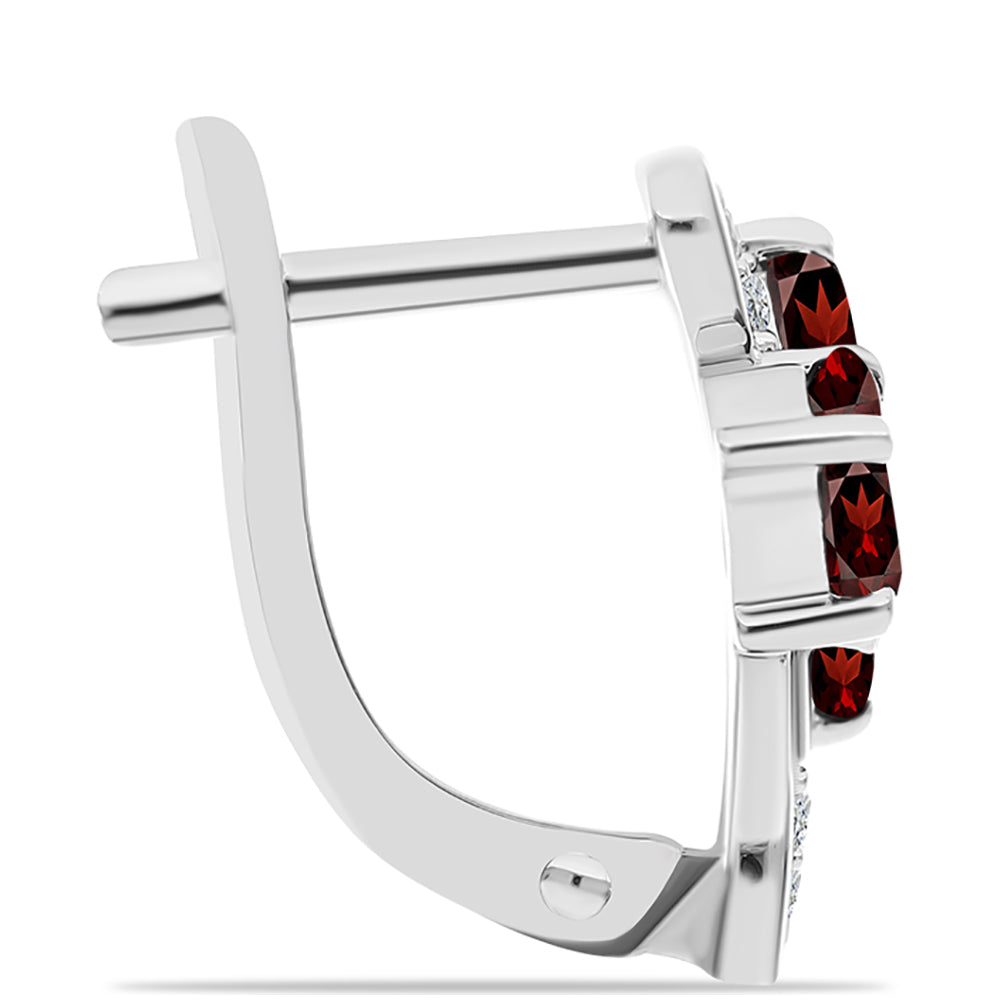 Cercei din Argint 925 ( 3.28 grame ) cu Granat Barton și Topaz Alb 1.69 Carate 2 