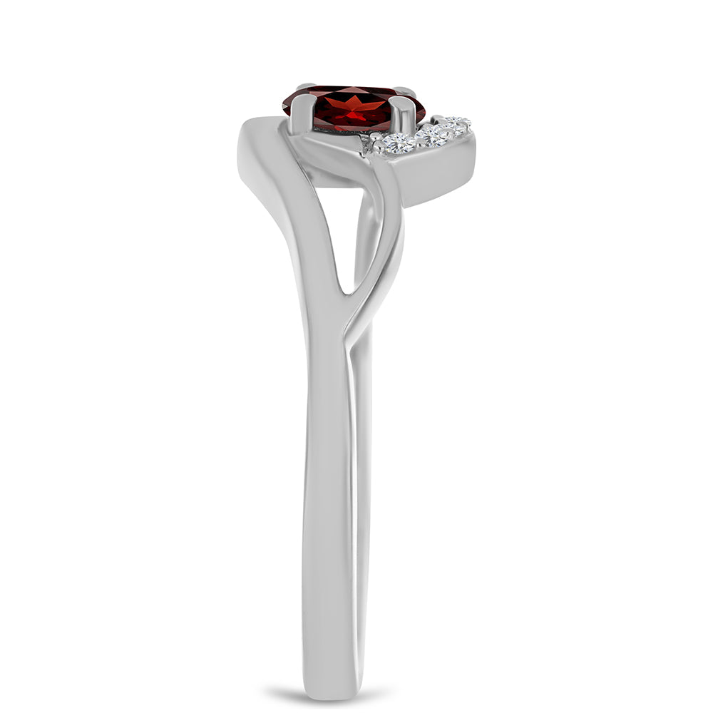 Inel din Argint 925 ( 2.23 grame ) cu Granat Barton și Topaz Alb 0.45 Carate