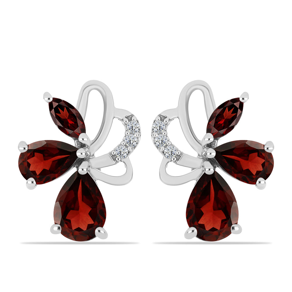 Cercei din Argint 925 ( 3.22 grame ) cu Granat Barton și Topaz Alb 3.05 Carate