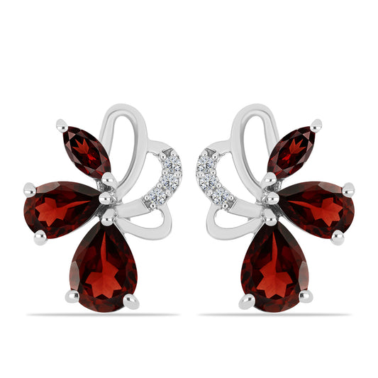 Cercei din Argint 925 ( 3.22 grame ) cu Granat Barton și Topaz Alb 3.05 Carate