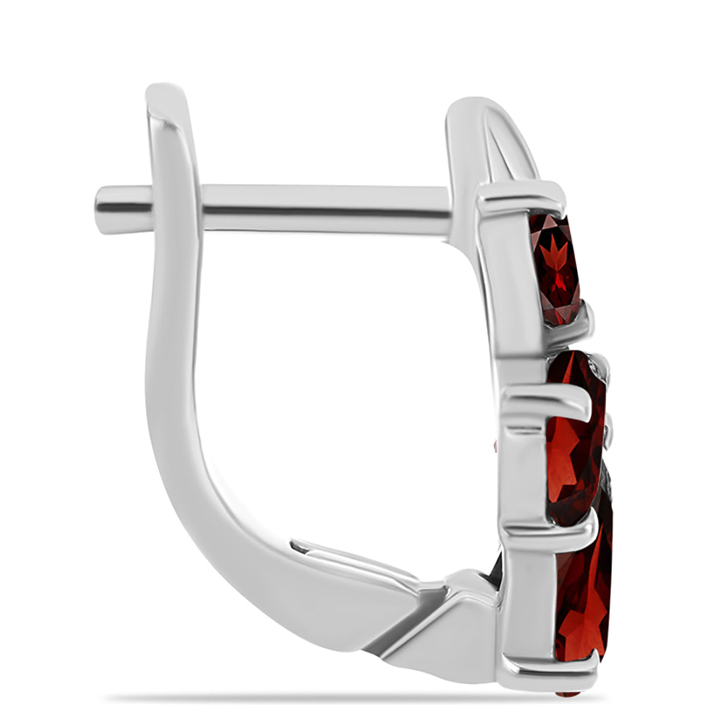 Cercei din Argint 925 ( 3.22 grame ) cu Granat Barton și Topaz Alb 3.05 Carate