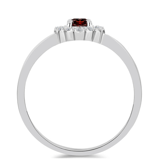 Inel din Argint 925 ( 2.27 grame ) cu Granat Barton și Topaz Alb 0.4 Carate