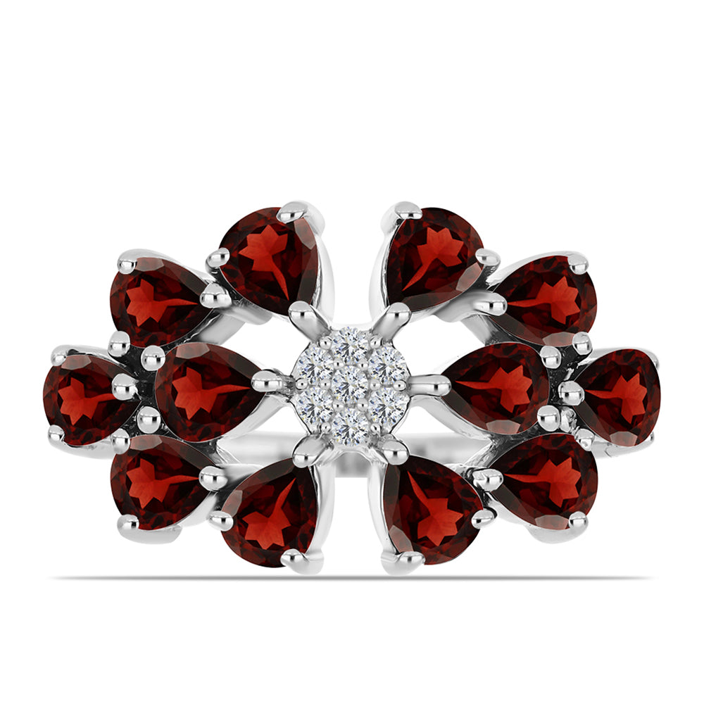 Inel din Argint 925 ( 3.24 grame ) cu Granat Barton și Topaz Alb 2.61 Carate 1 